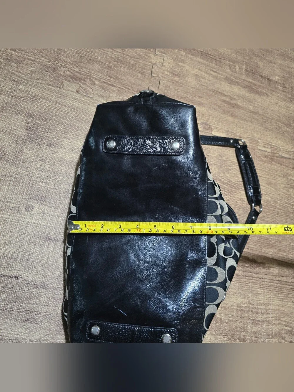 Coach Signature bag Monogram Black Leather Canvas Ashley F15440 Large Satchel